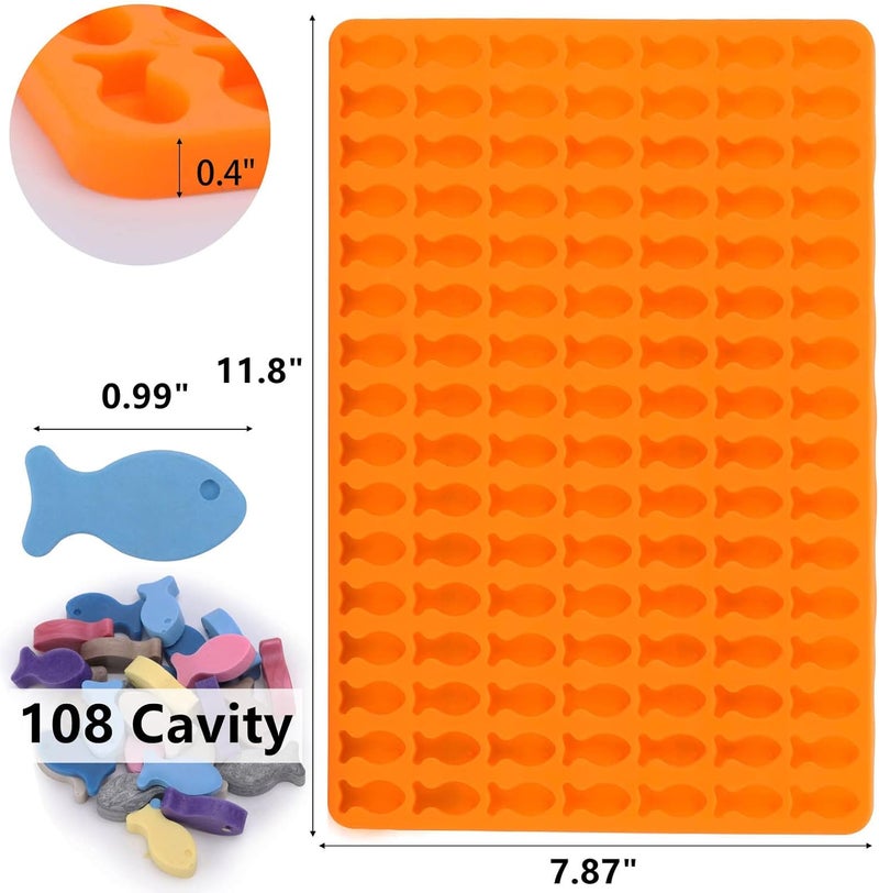 BTYMS 112 Cavity Silicone Molds Mini Fish Shaped Dog Treats Mold Non-stick Chocolate Molds for Baking and Freezing Candy, Biscuits, Ice Cubes - Image 2